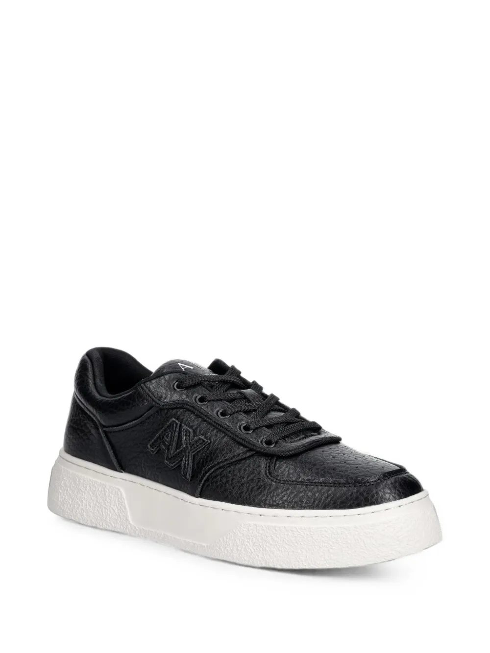 Armani Exchange logo-patch pebbled sneakers Zwart