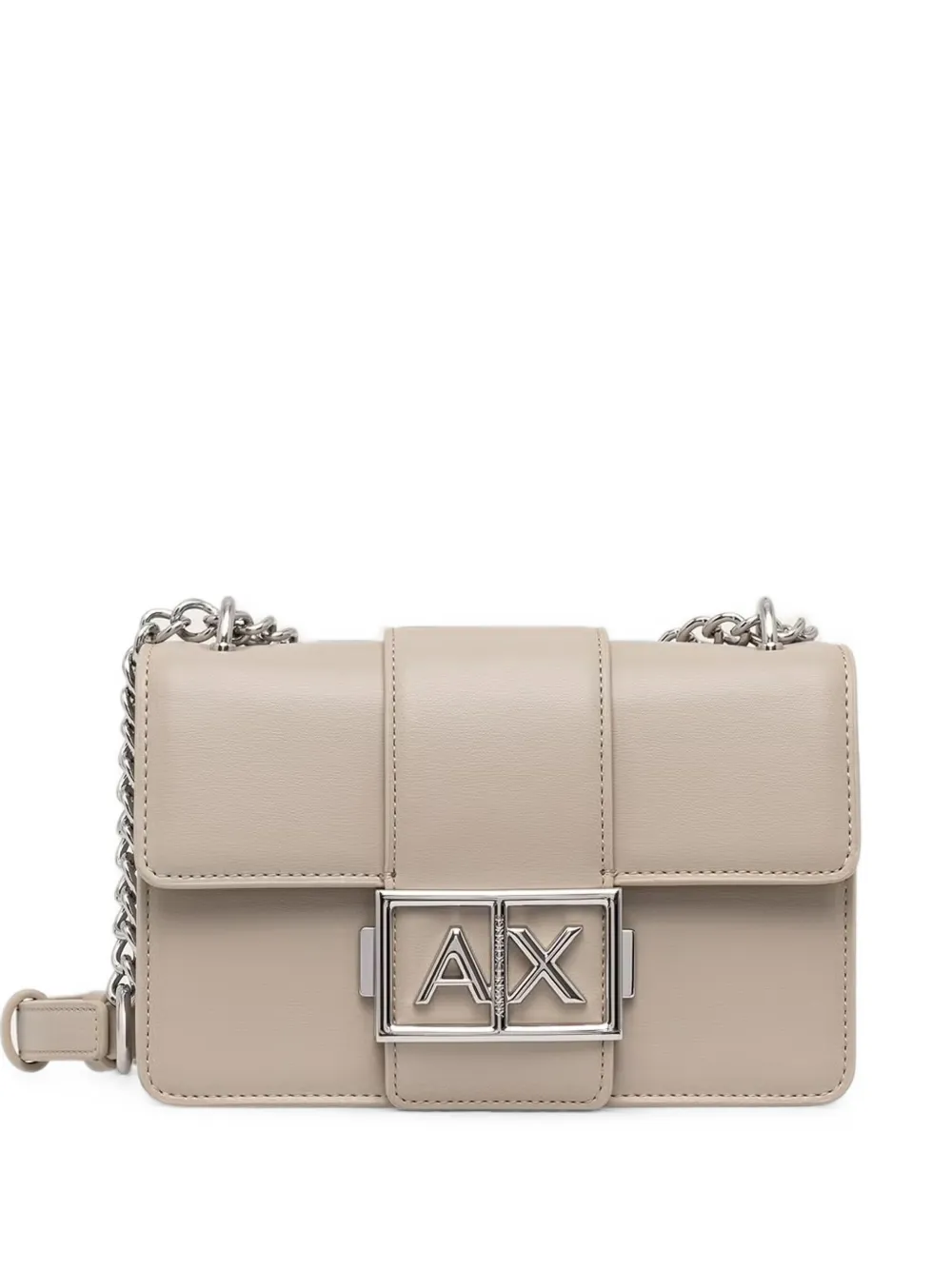 Armani Exchange logo-plaque chain-link cross body bag - Bianco