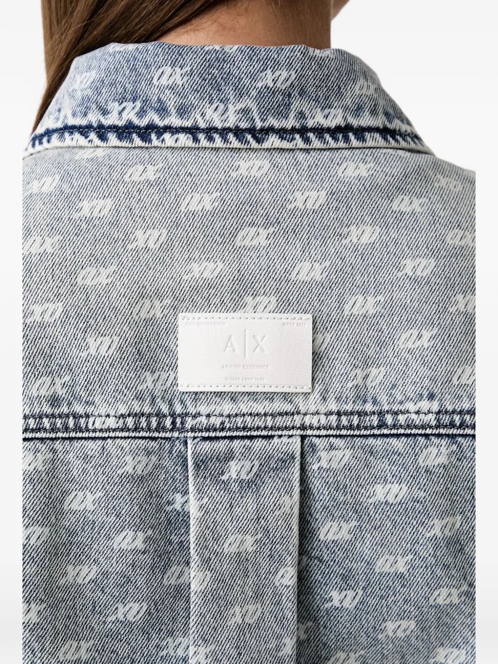 Armani Exchange Denim jack met logoprint Blauw