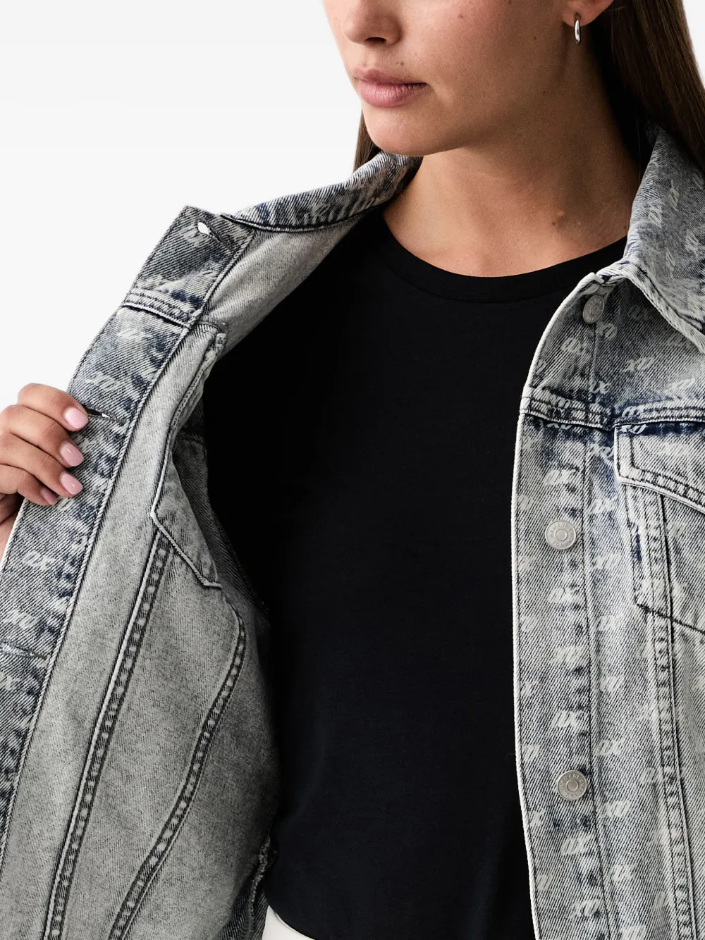 Armani Exchange Denim jack met logoprint Blauw