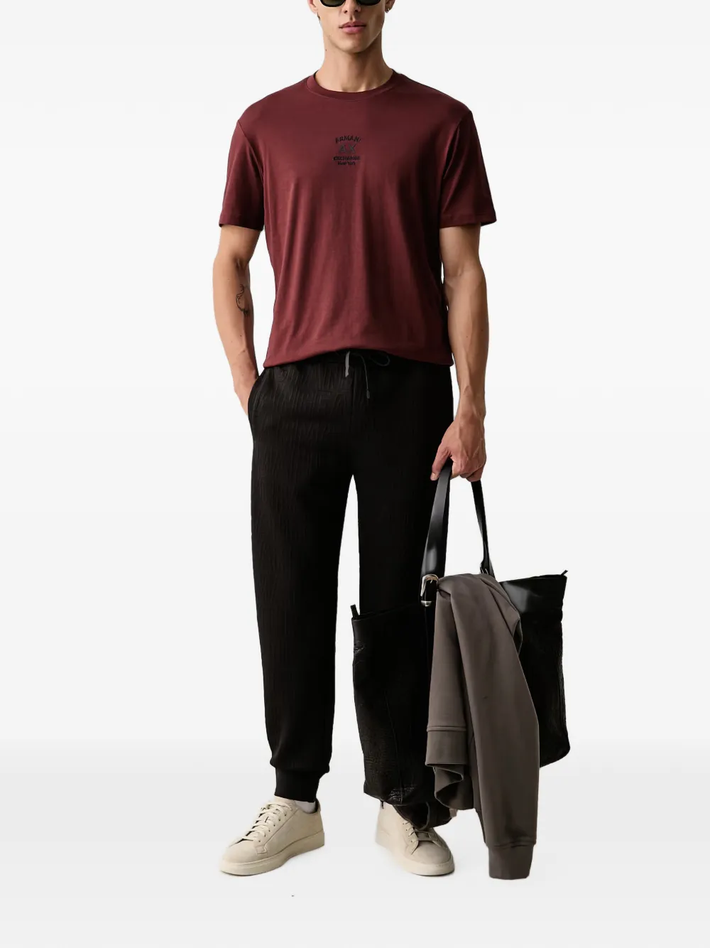 Armani Exchange Trainingsbroek met logo jacquard Zwart