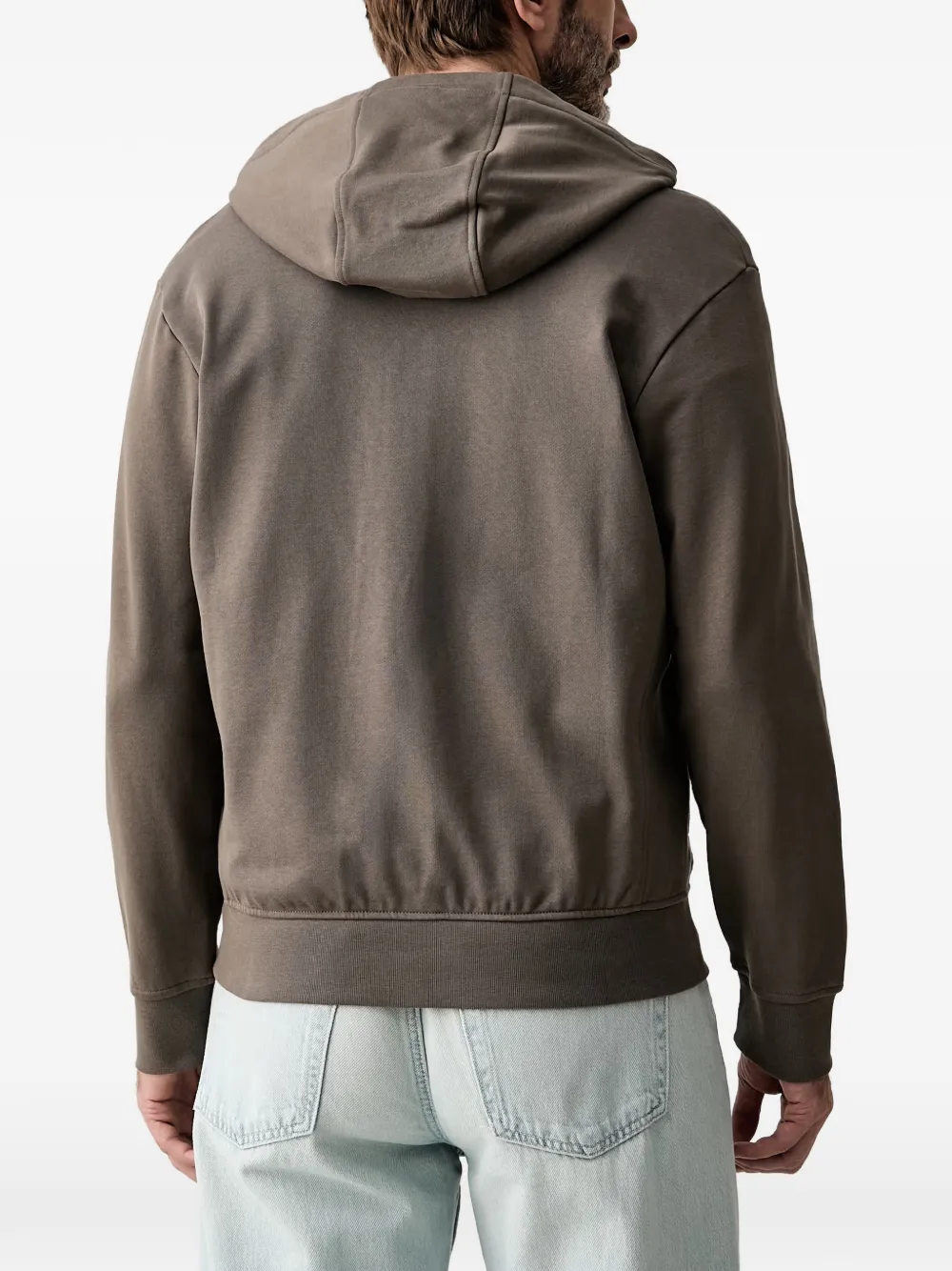 Armani Exchange Hoodie met logoprint en rits Bruin