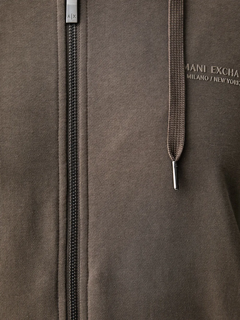 Armani Exchange Hoodie met logoprint en rits Bruin