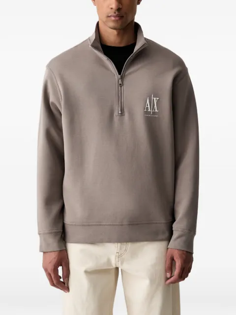 Armani Exchange logo-embroidered quarter-zip sweatshirt