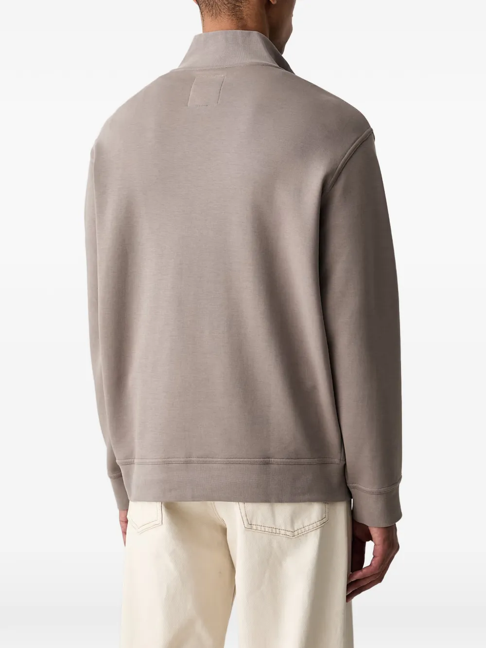 Armani Exchange logo-embroidered quarter-zip sweatshirt Grijs