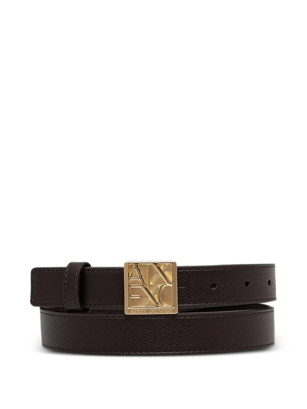 Armani Exchange logo-plaque pebbled belt - Marrone