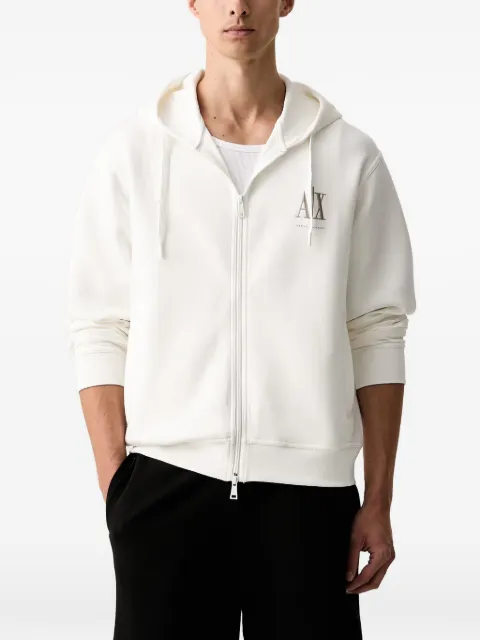 Armani Exchange logo-embroidered zip-up hoodie