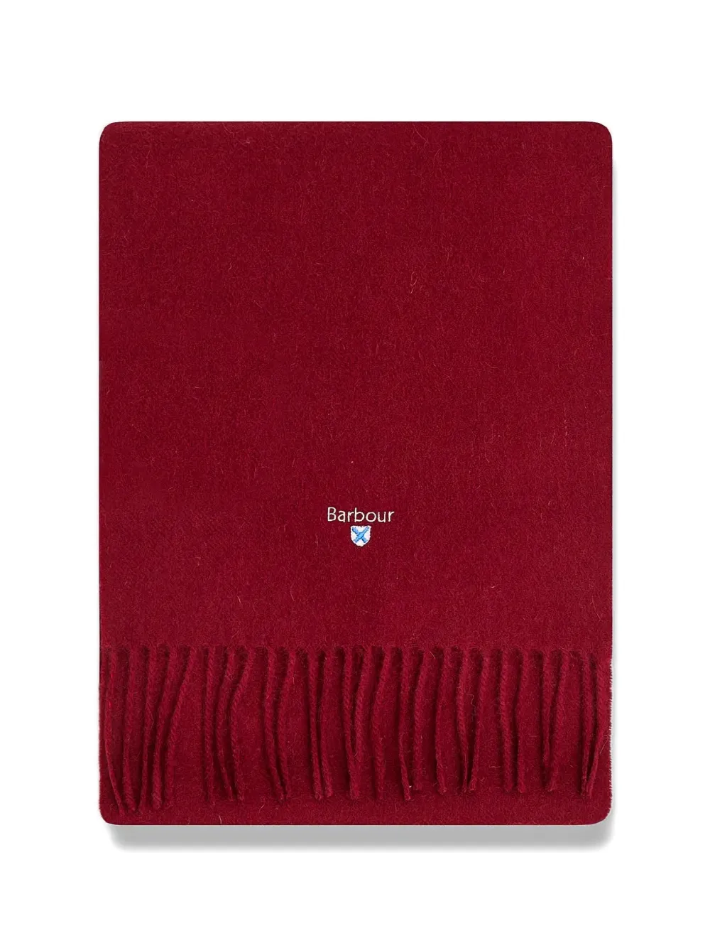 Barbour logo-embroidered fringed scarf Rood