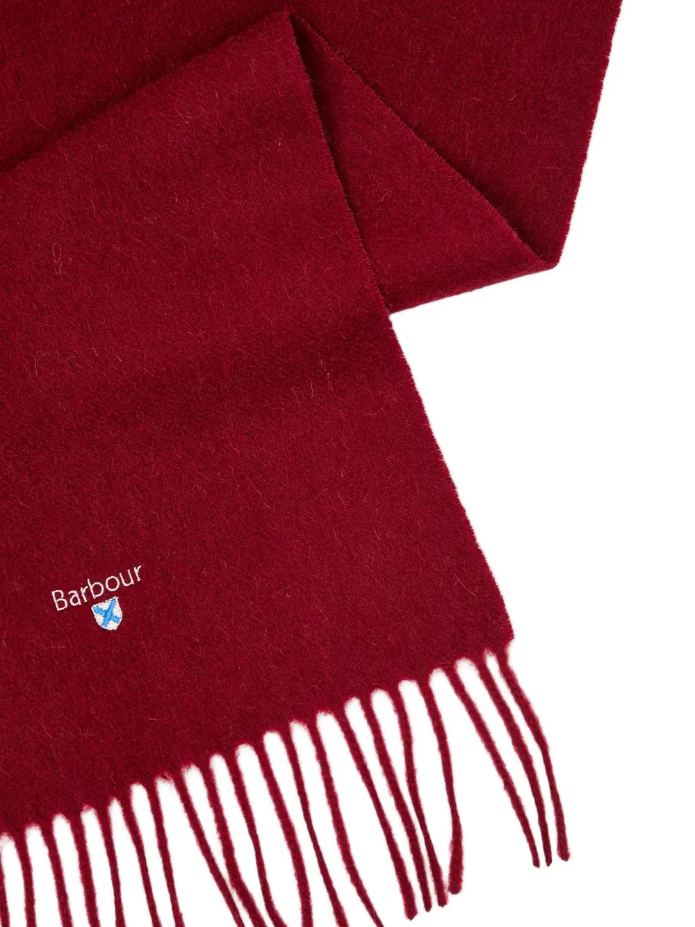 Barbour logo-embroidered fringed scarf Rood