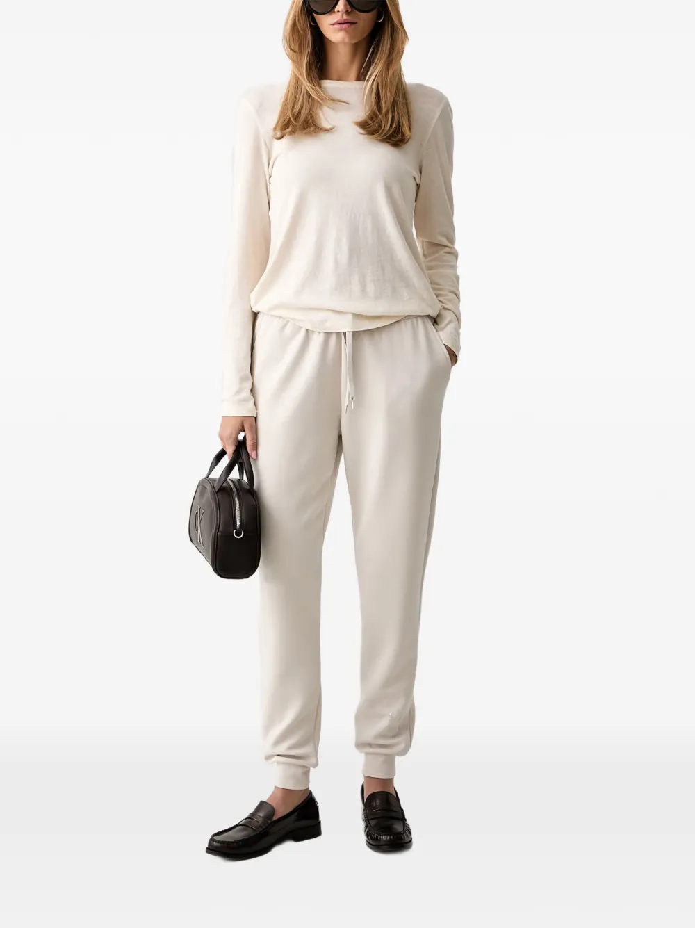 Armani Exchange Trainingsbroek met logo van stras Beige