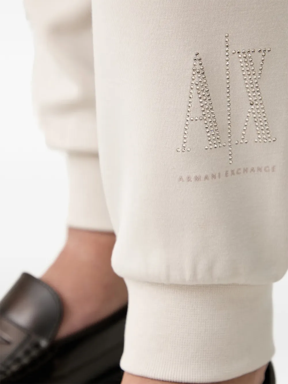 Armani Exchange Trainingsbroek met logo van stras Beige