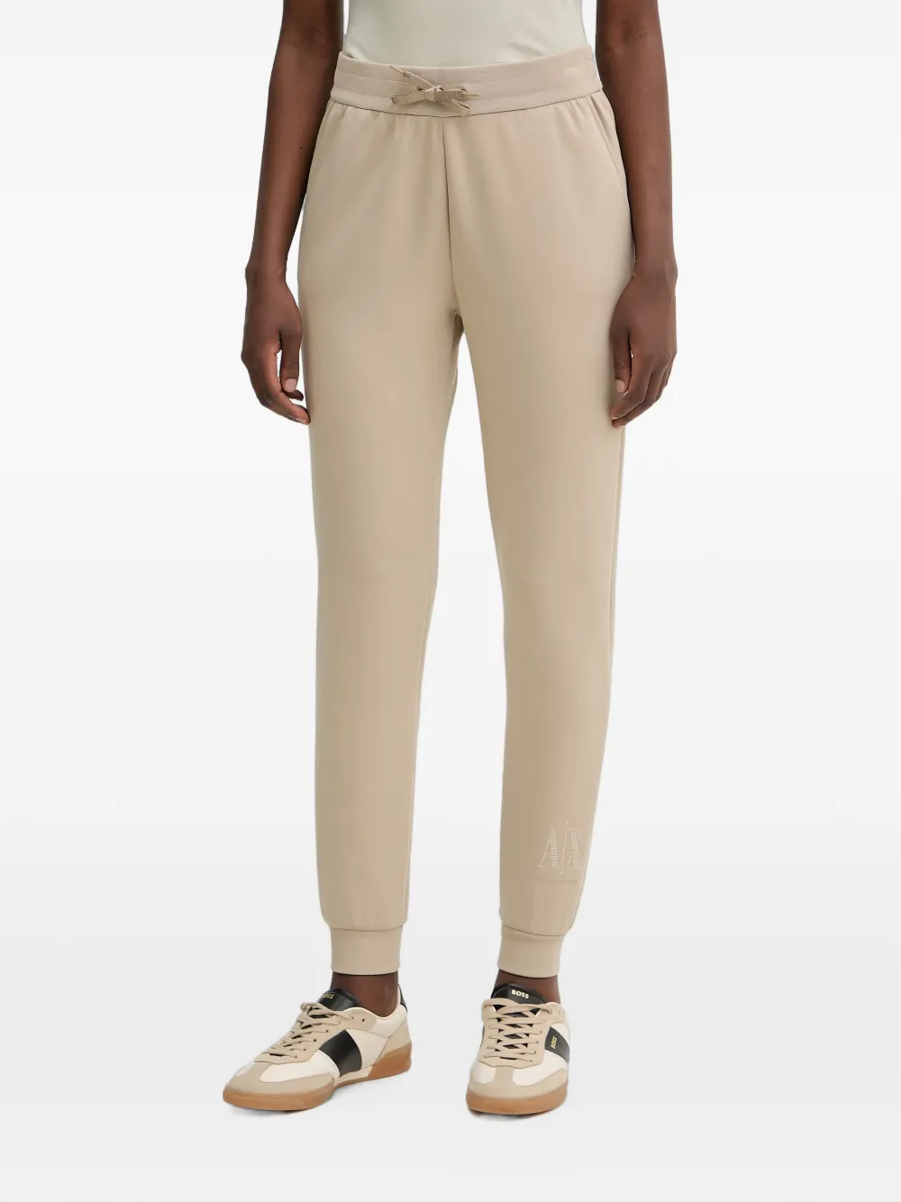 Armani Exchange Logo-embellished Track Pants In Neutrals