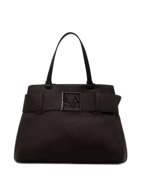 Armani Exchange logo-plaque pebbled-effect tote bag