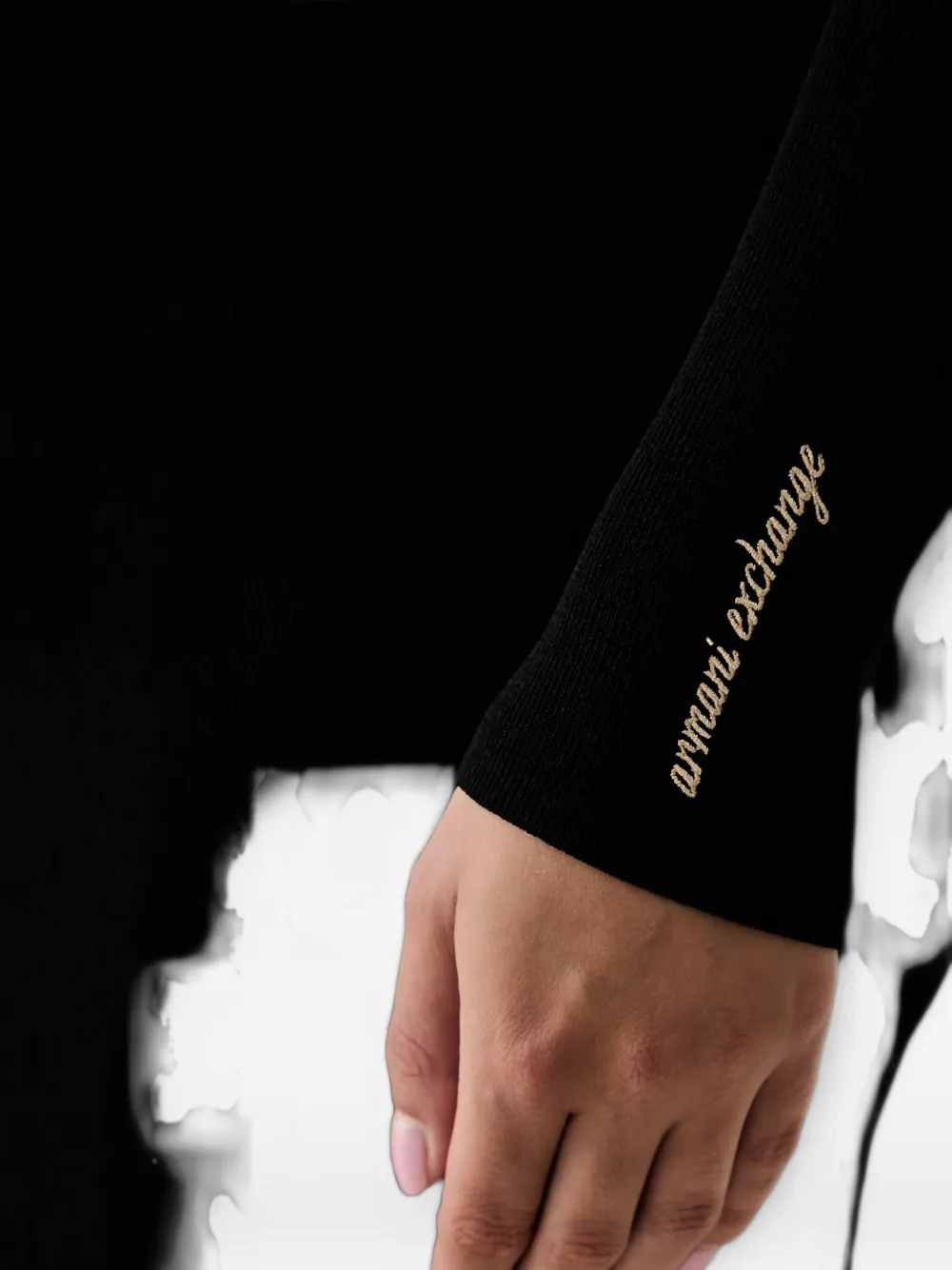 Armani Exchange Geribbelde jurk met lange mouwen Zwart