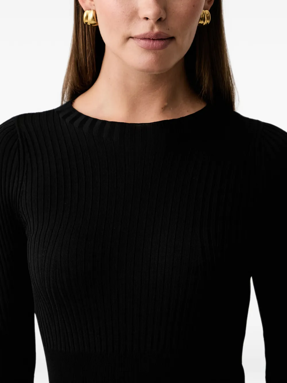 Armani Exchange Geribbelde jurk met lange mouwen Zwart