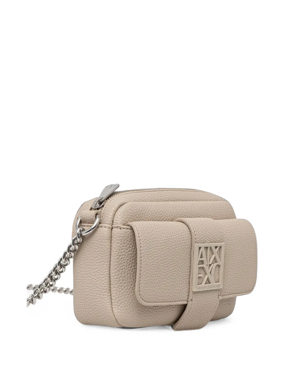 Armani Exchange Camera mini-tas met textuur en logo-plakkaat Beige