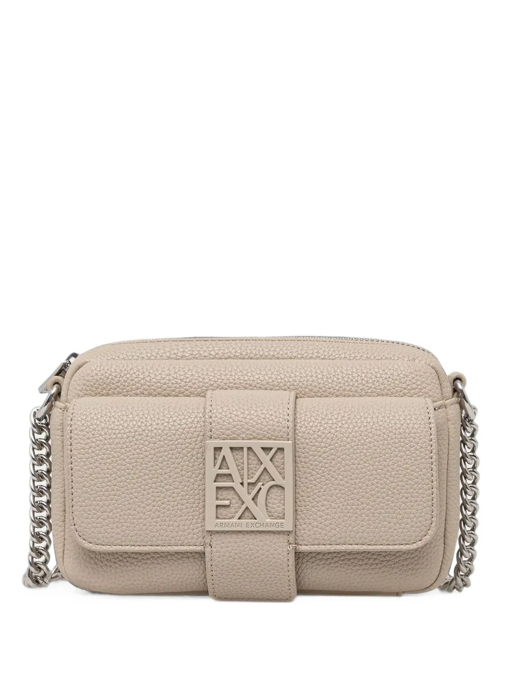 Armani Exchange Camera logo-plaque pebbled mini bag - Toni neutri