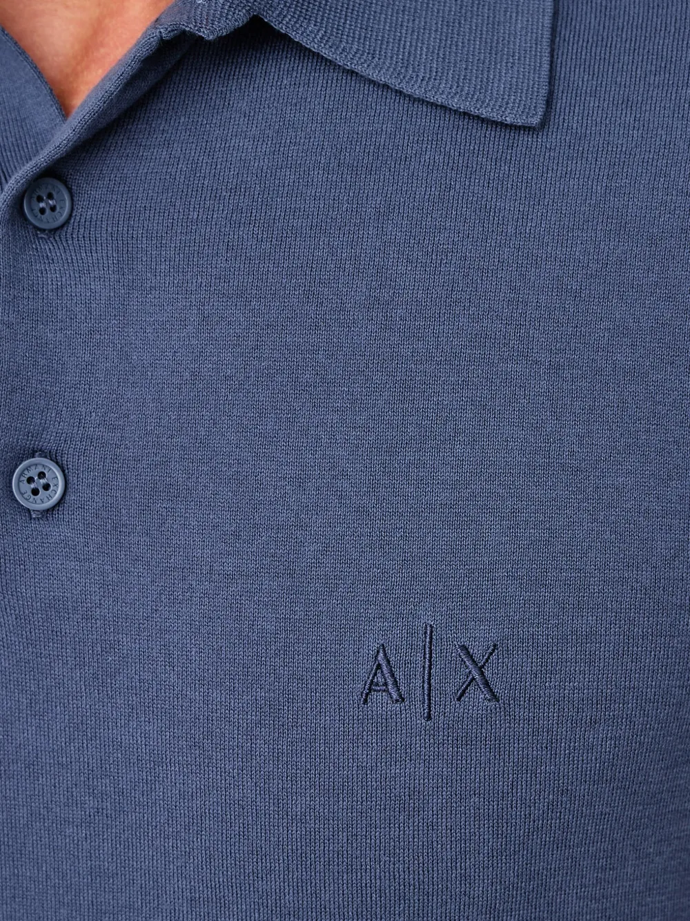 Armani Exchange logo-embroidered polo shirt Blauw