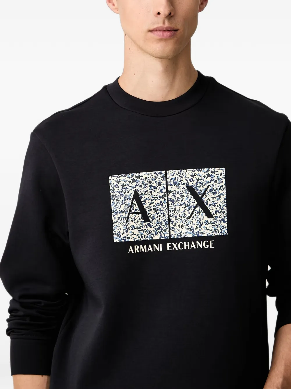 Armani Exchange Sweater met logoprint Zwart