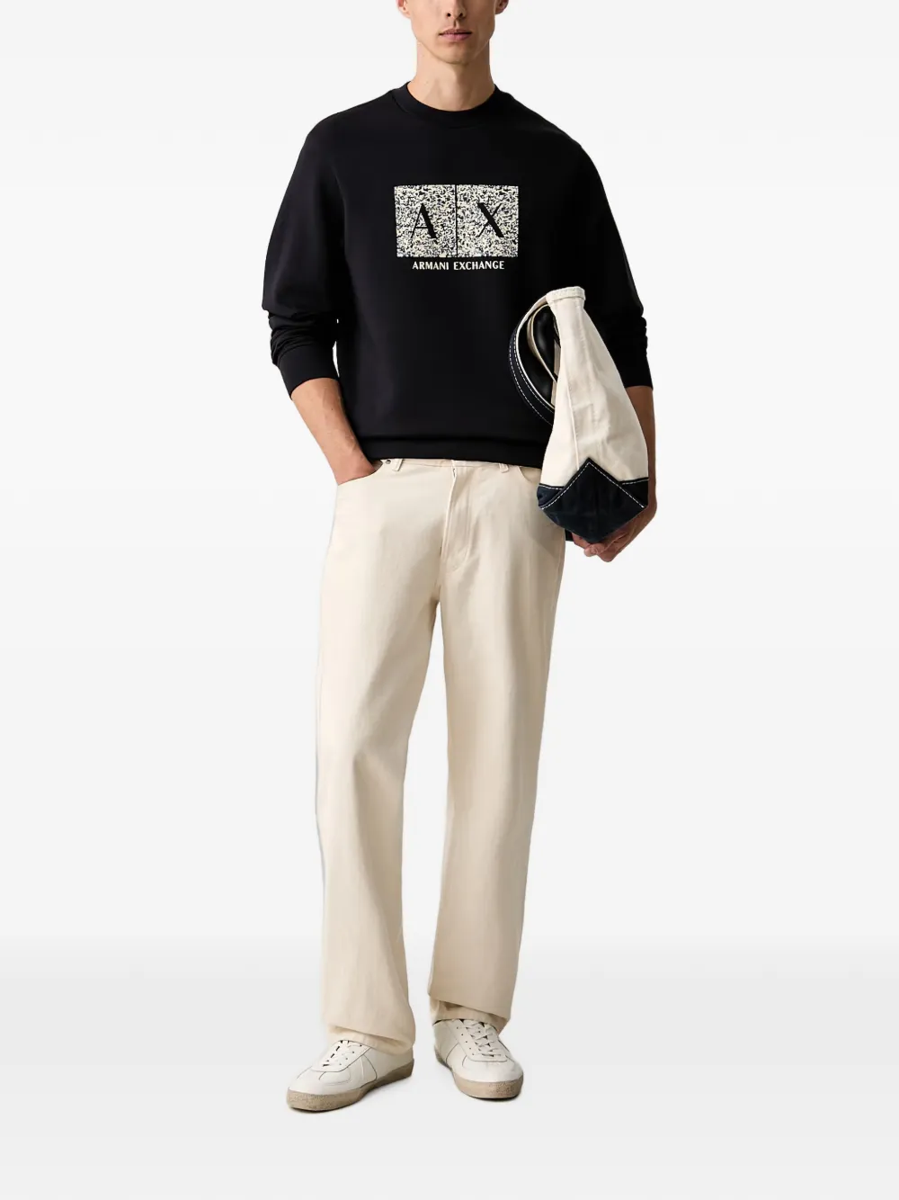 Armani Exchange Sweater met logoprint Zwart