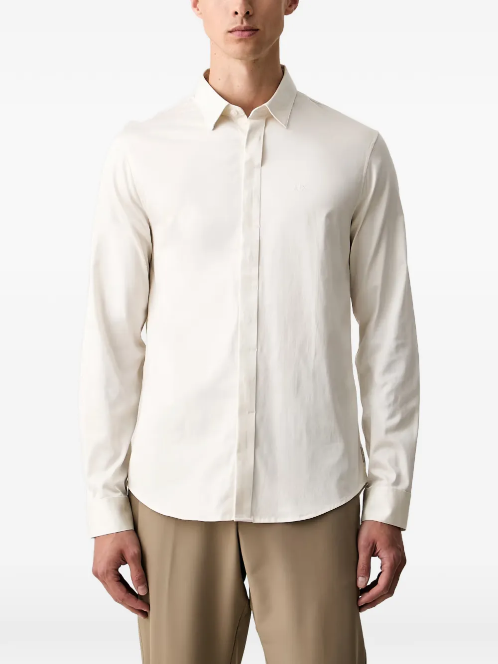 Armani Exchange logo-embroidered long-sleeve shirt