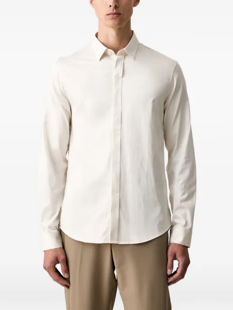 Armani Exchange logo-embroidered long-sleeve shirt
