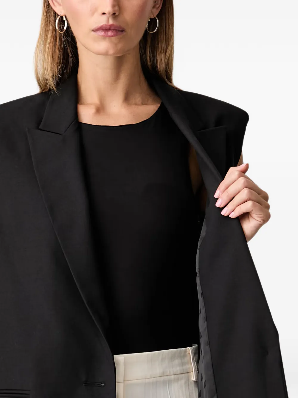 Armani Exchange logo-print sleeveless blazer Zwart
