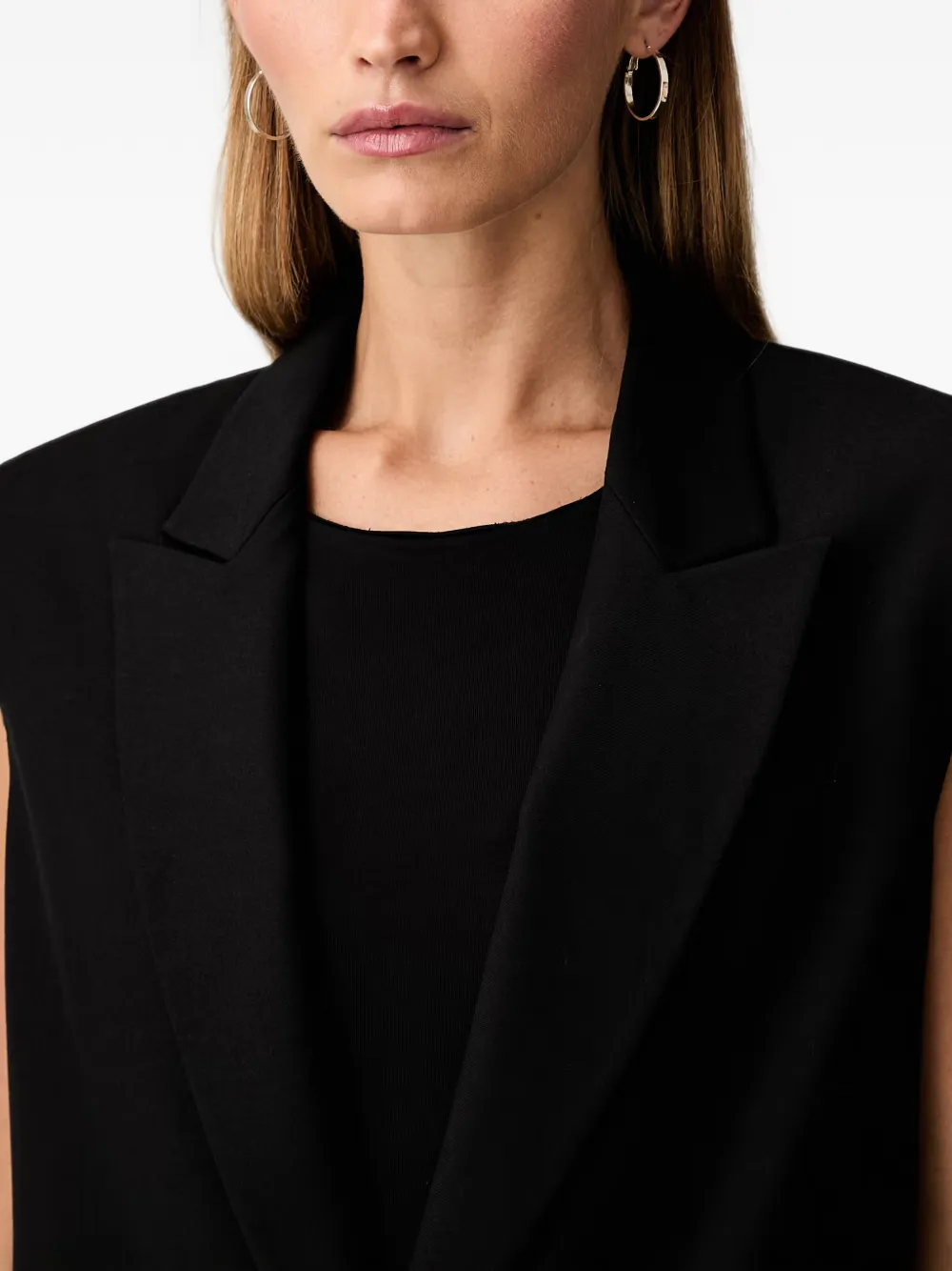 Armani Exchange logo-print sleeveless blazer Zwart