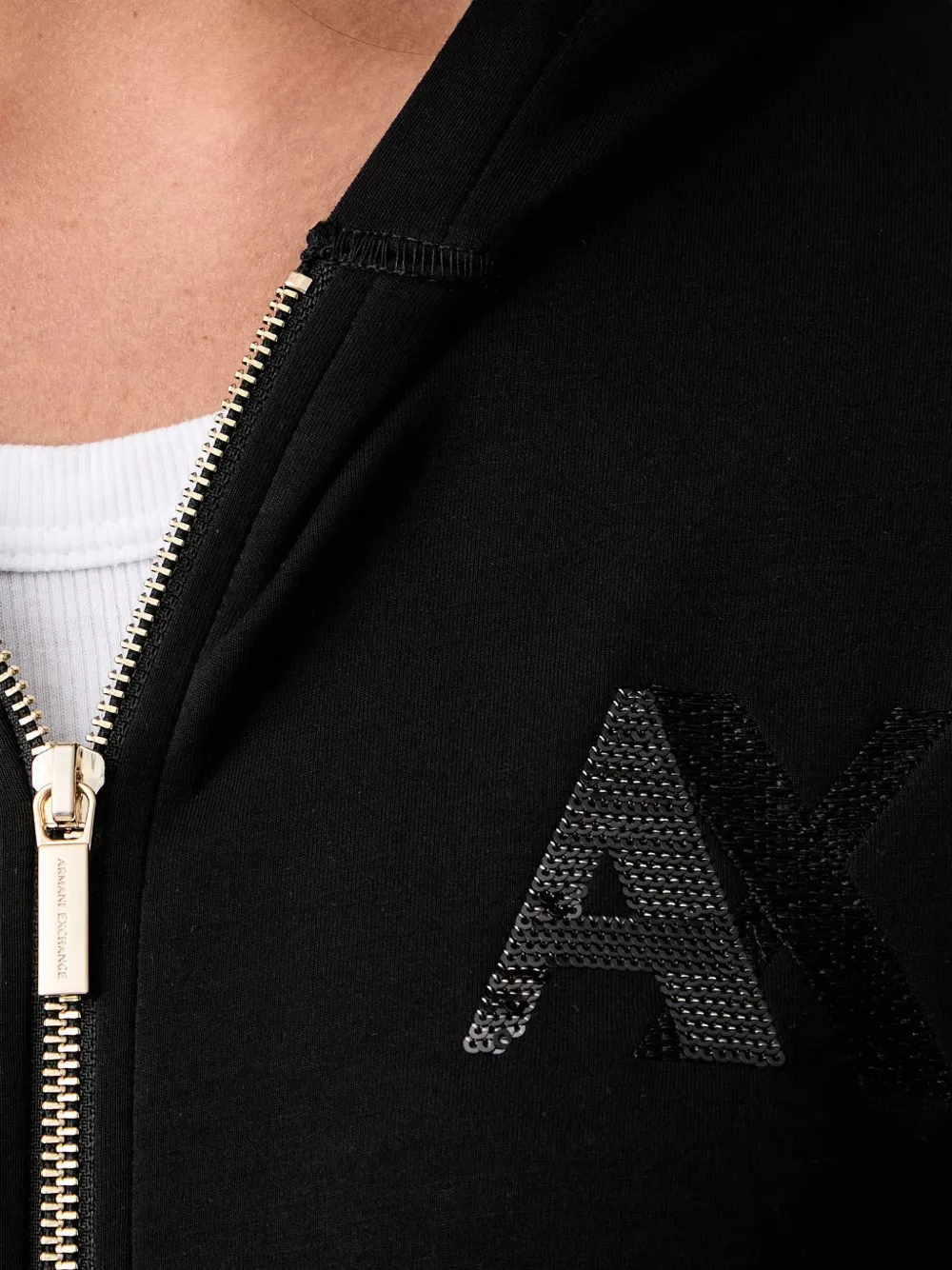 Armani Exchange Hoodie verfraaid met pailletten Zwart