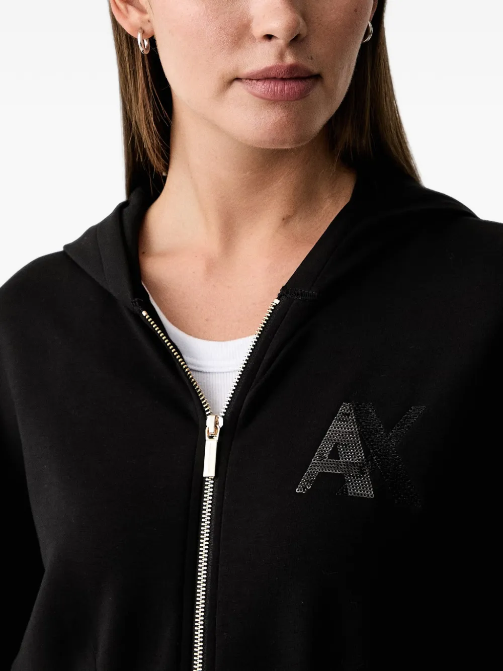 Armani Exchange Hoodie verfraaid met pailletten Zwart