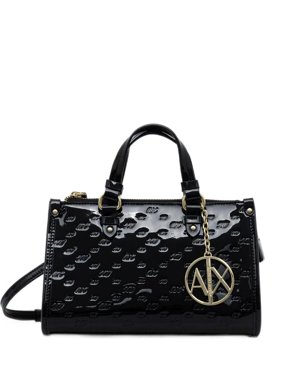 Armani Exchange logo-embossed patent shoulder bag - Nero