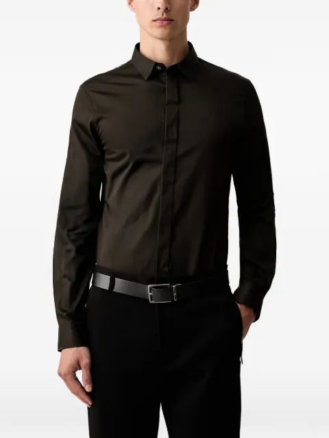 Armani Exchange logo-embroidered concealed-fastening shirt