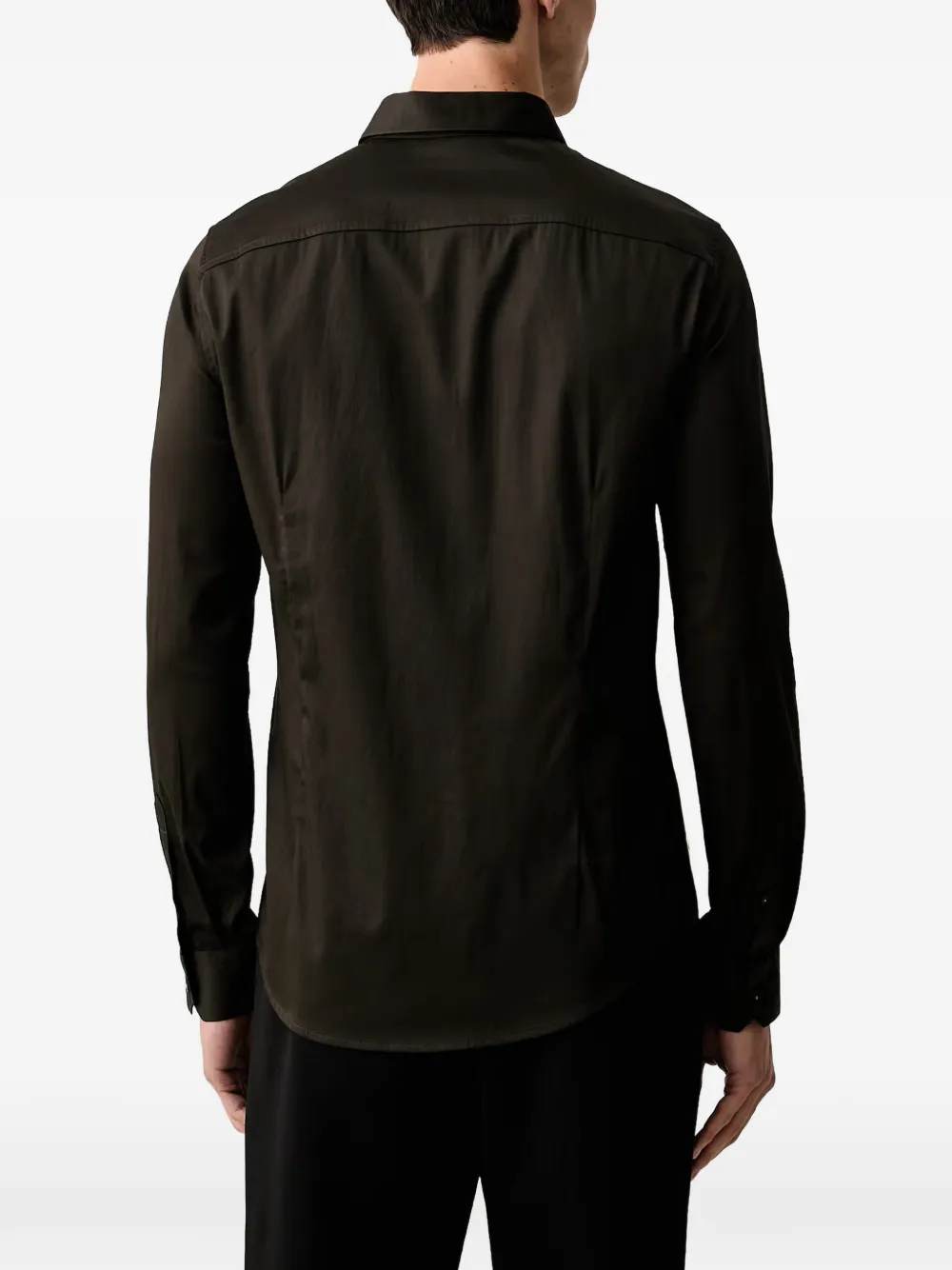 Armani Exchange Overhemd met verborgen sluiting en geborduurd logo Bruin