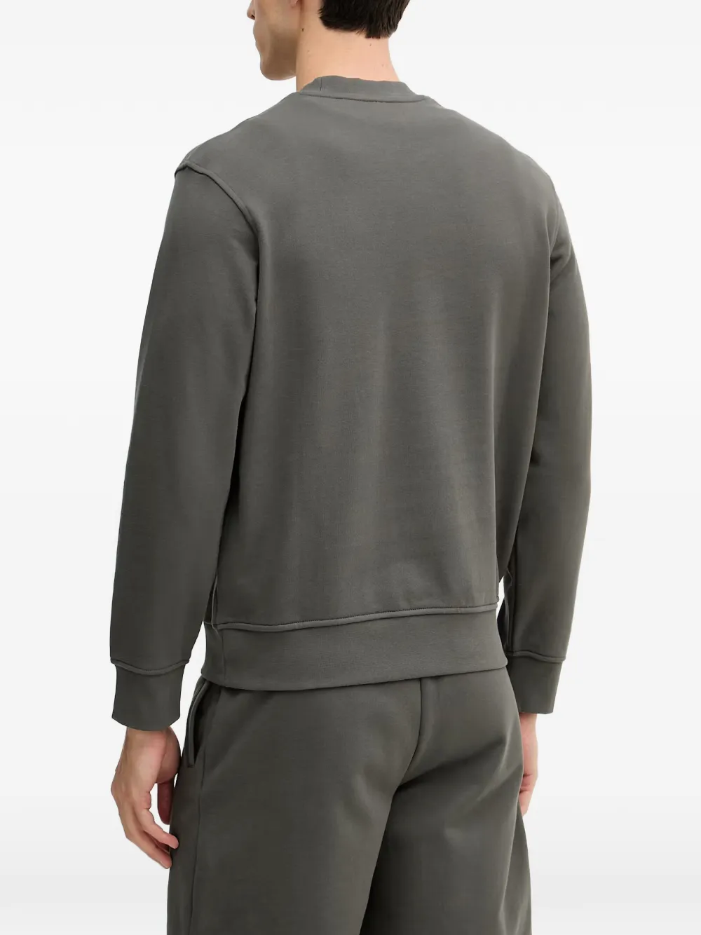 Armani Exchange logo-print crew-neck sweatshirt Groen