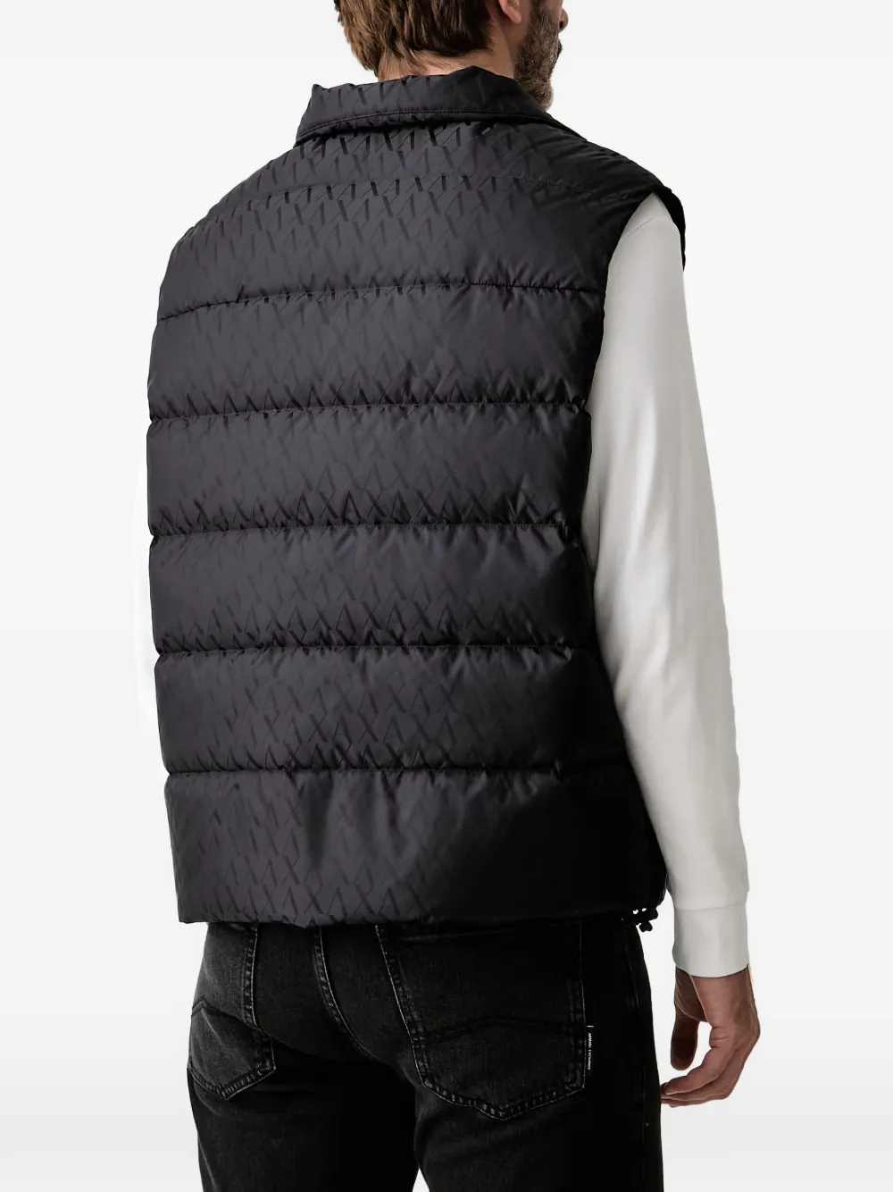 Armani Exchange Gewatteerde bodywarmer met monogramprint Blauw