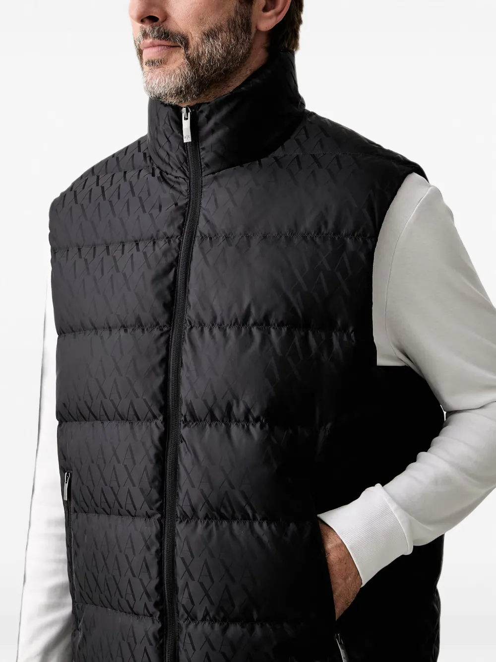 Armani Exchange Gewatteerde bodywarmer met monogramprint Blauw