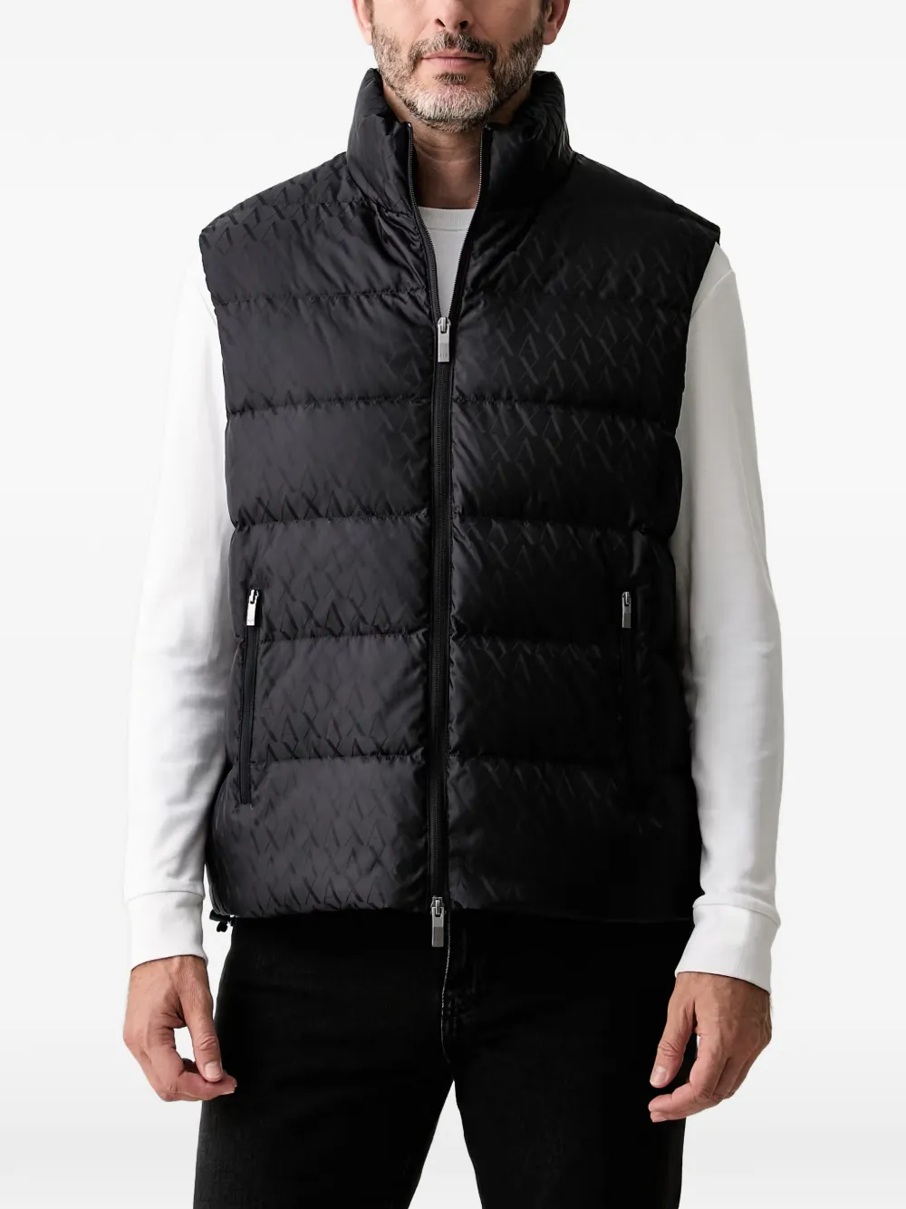 Armani Exchange monogram-print quilted gilet - Blau