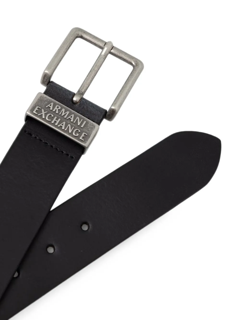 Armani Exchange Leren riem met logoplakkaat Zwart