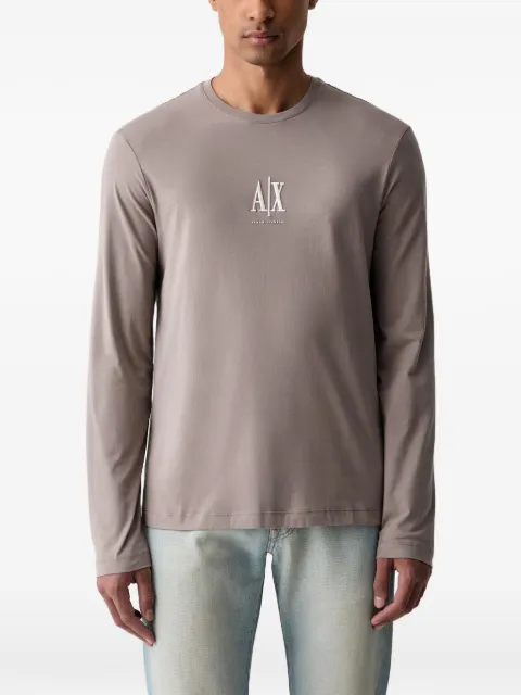 Armani Exchange logo-embroidered long-sleeve T-shirt