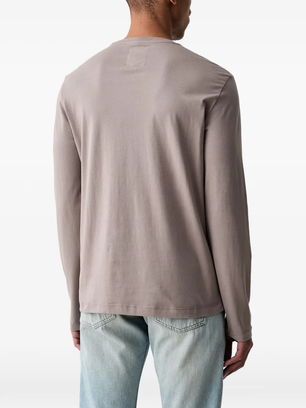 Armani Exchange logo-embroidered long-sleeve T-shirt Grijs