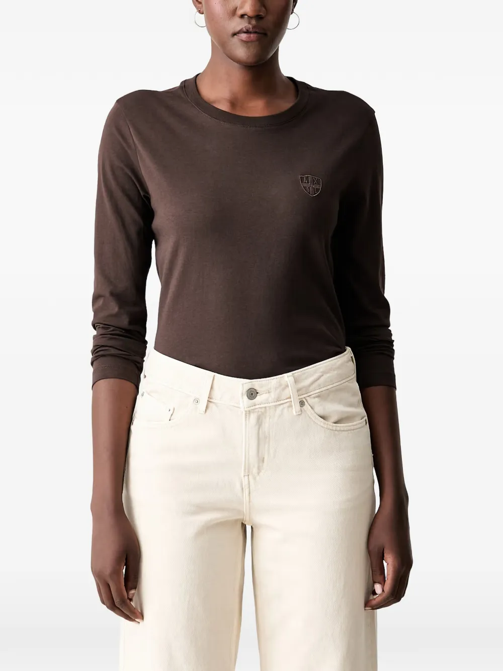 Armani Exchange T-shirt met lange mouwen Bruin