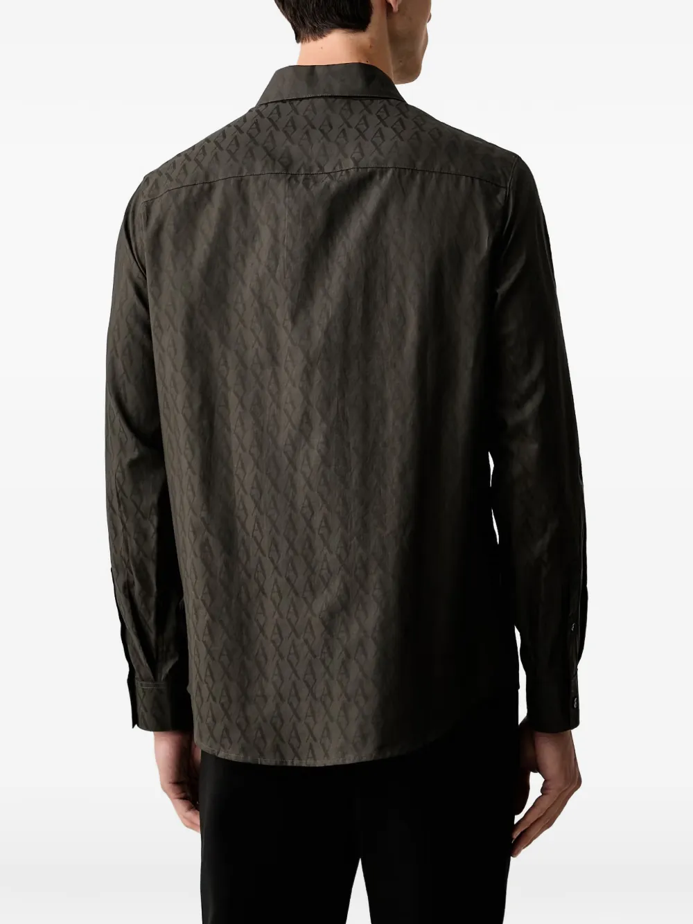 Armani Exchange Monogram-jacquard long-sleeve shirt Groen