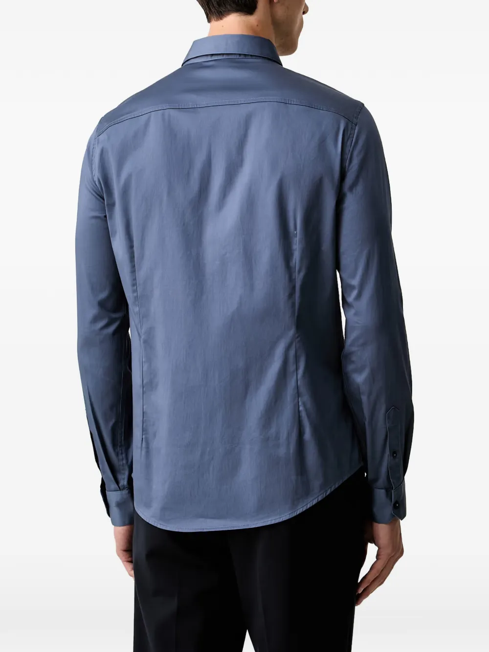 Armani Exchange Slim-fit overhemd met geborduurd logo Blauw