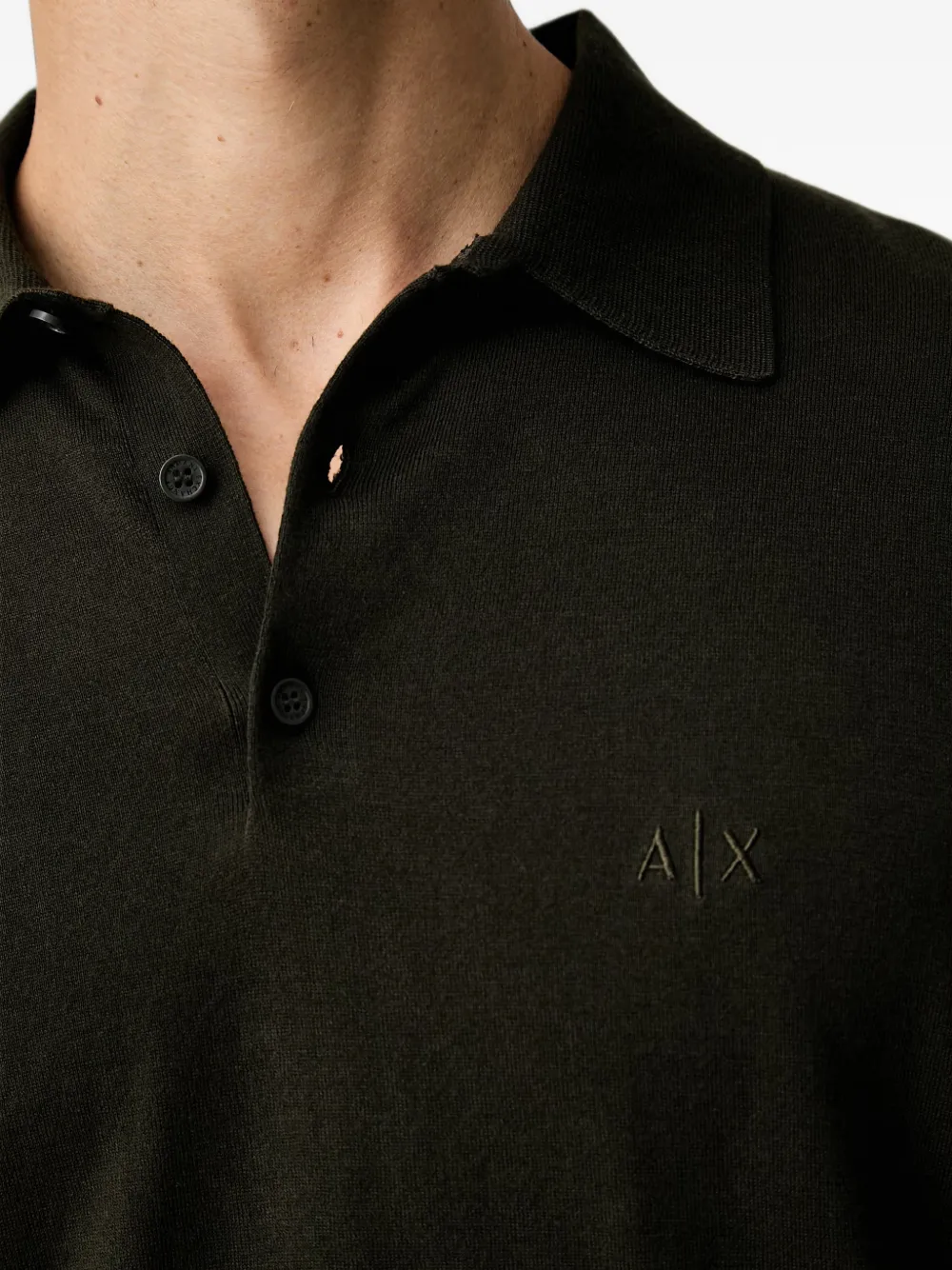 Armani Exchange logo-embroidered polo shirt Groen