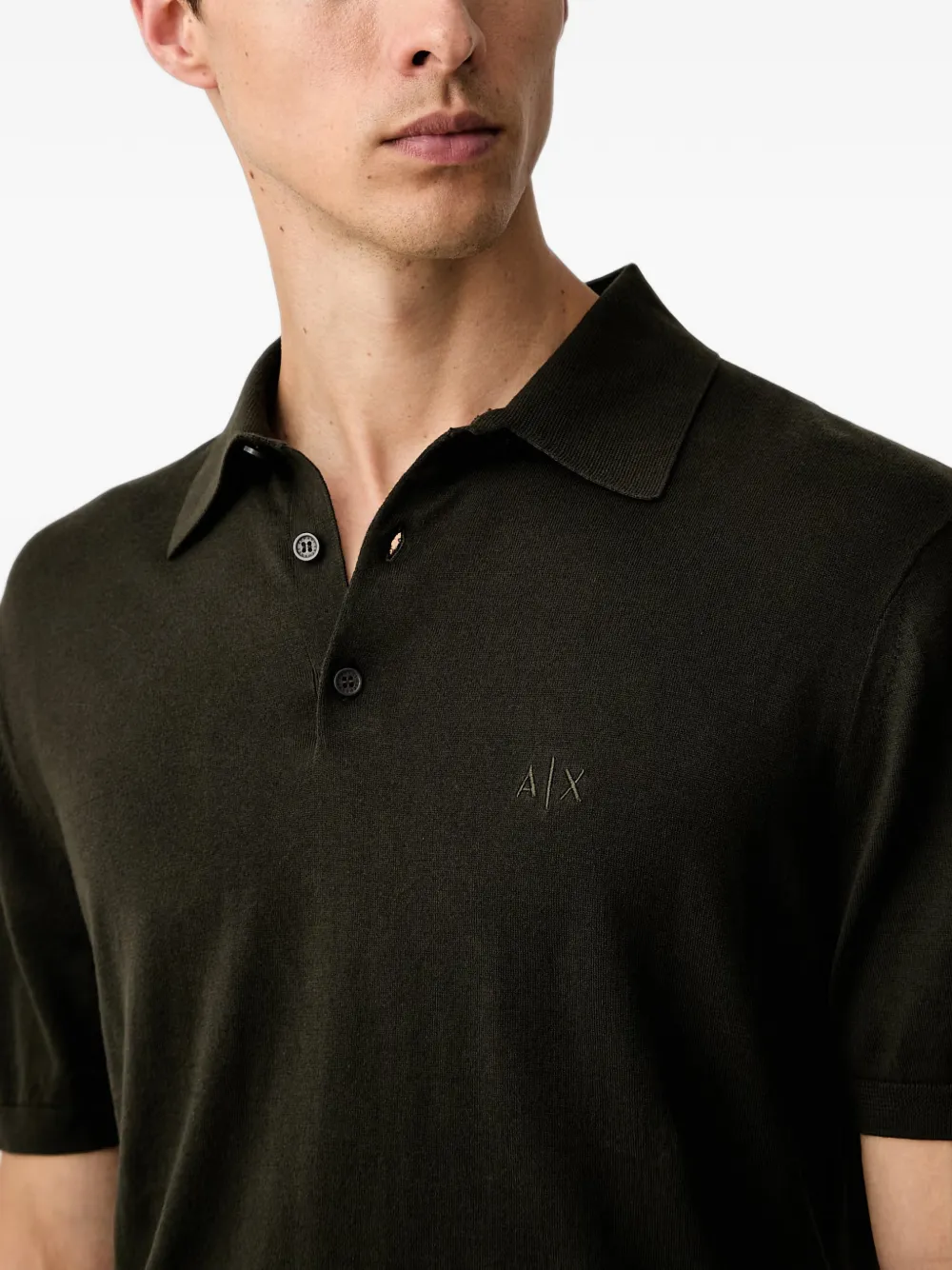Armani Exchange logo-embroidered polo shirt Groen