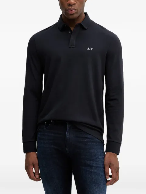 Armani Exchange logo-embroidered long-sleeve polo shirt