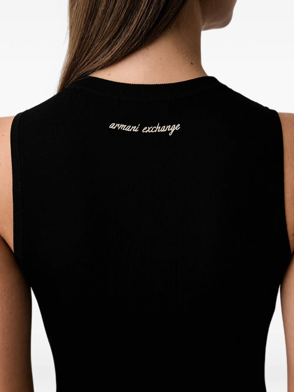 Armani Exchange Ribgebreide mouwloze mini-jurk Zwart
