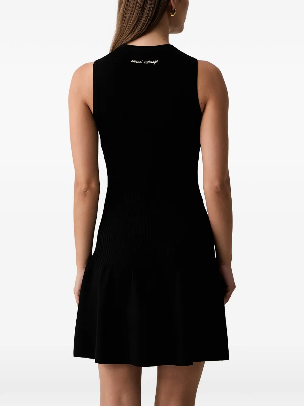 Armani Exchange Ribgebreide mouwloze mini-jurk Zwart