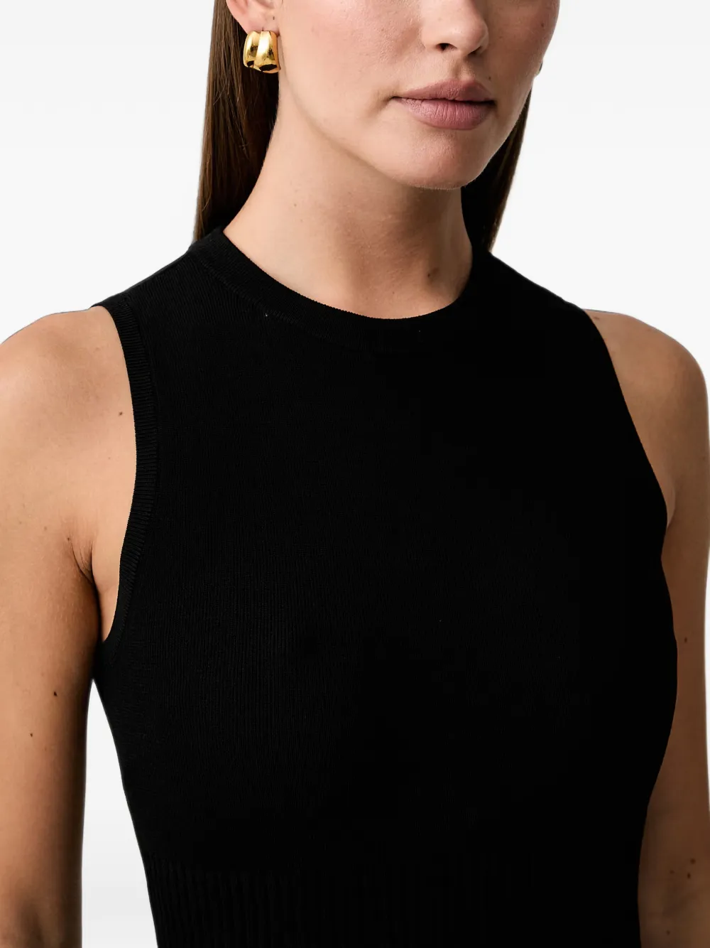 Armani Exchange Ribgebreide mouwloze mini-jurk Zwart