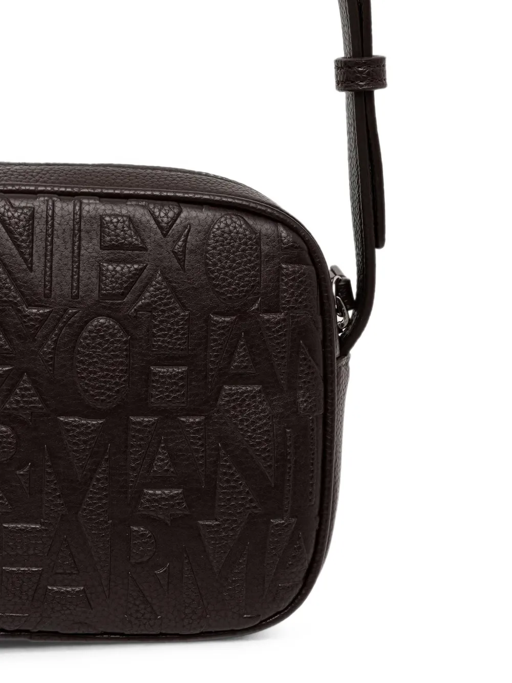 Armani Exchange Leren crossbodytas met logo-reliëf Bruin